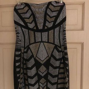 Black sequin body con dress